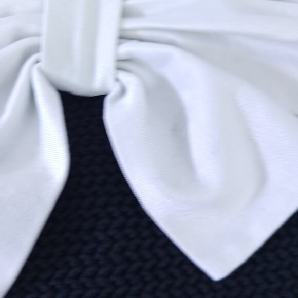 Vintage One Piece Swimsuit Black White Bow Strapless, Barbiecore, Fits Small - Picture 4 of 7